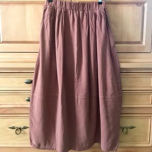 NWOT Linen Dusty Rose Midi Skirt